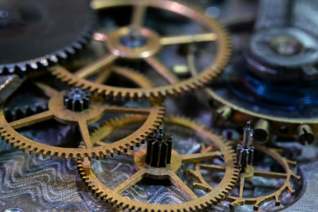 An advanced mechanism of gears inside a watch