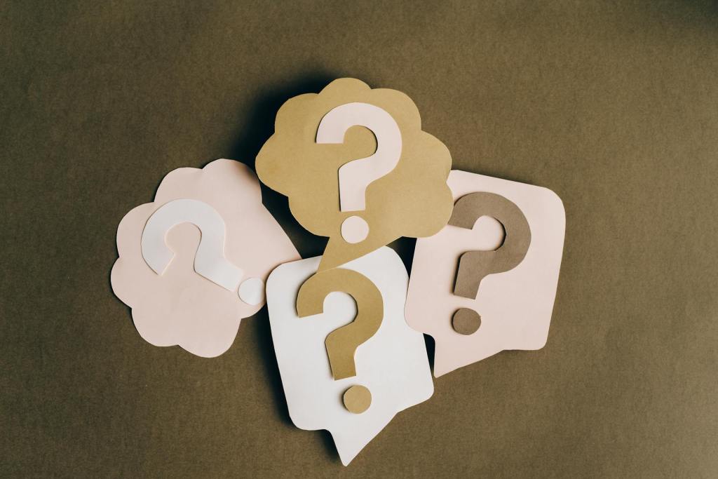 Paper cutouts of question bubbles